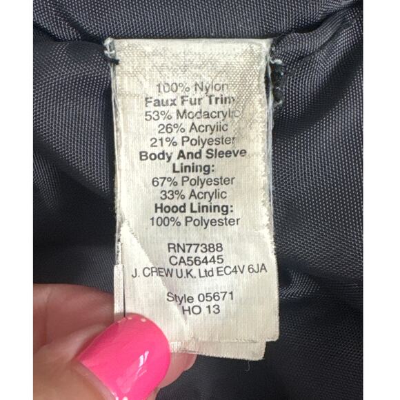 J. Crew Mens Snorkel Parka Jacket Faux Fur Hood Navy Blue Cold Weather Size S - Picture 5 of 16